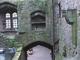 View towards the courtyard from the platform outside our second dorm at St Briavels Castle youth hostel